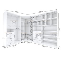 KIT CLOSET 2,00A COM GAVETEIRO E CABIDEIRO M277.B MUNDI MOVEIS - 5