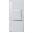 Ver imagem 1 de Porta de Giro Alumínio Branco Lambril c/Visor Lateral e Friso Px 80cm Maxx - 210x80 - Direita
