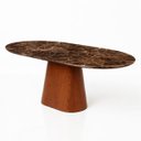 Ver imagem 2 de Mesa de Jantar Oblongo 180x100 Cm Base Nogueira Tampo Mármore Marrom Imperial