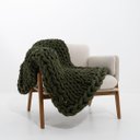 Ver imagem 1 de Manta Peseira de Tricot Solteiro/sofá 0,60x1,50m, Cor Musgo - Magma Cotton