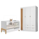 Ver imagem 1 de Jogo de Quarto Infantil Ayla com Guarda Roupa e Berço Branco Acetinado - Phoenix Baby