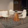 Mesa De Jantar Cone Com Tampo Redondo De Vidro 100cm - Off White Off White - 1