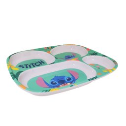 Jogo Refeição Infantil Melamina Stitch Disney 4 Peças Incluso Copo 3d - Tuut - 4