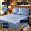 Ver imagem 2 de Jogo de Cama Quality Padrão 3 Peças Micropercal 600 Fios Azul Claro Casa Show Enxovais