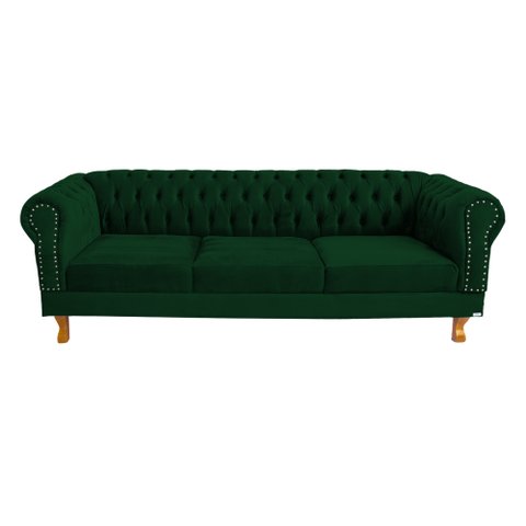 Sofá Chesterfield Duque 3 lugares 1,80 - Suede Verde Musgo / sala de estar, recepção, barbearia