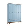 Guarda-roupa Juvenil 4 Portas e 2 Gavetas - Madeira Maciça e Mdf - Azul - 1