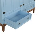 Ver imagem 3 de Guarda-roupa Juvenil 4 Portas e 2 Gavetas - Madeira Maciça e Mdf - Azul