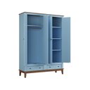 Ver imagem 4 de Guarda-roupa Juvenil 4 Portas e 2 Gavetas - Madeira Maciça e Mdf - Azul