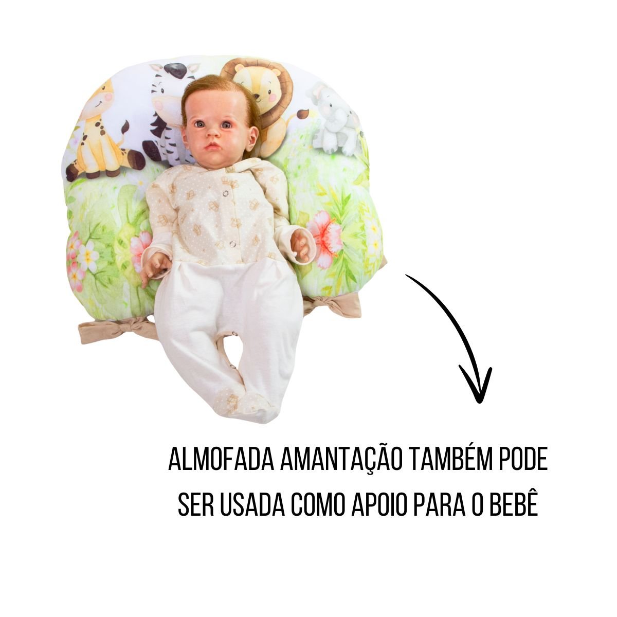 Almofada Amamentação Estampada Bebê Menino com Enchimento e Zíper - Amiguinhos da Floresta - 8