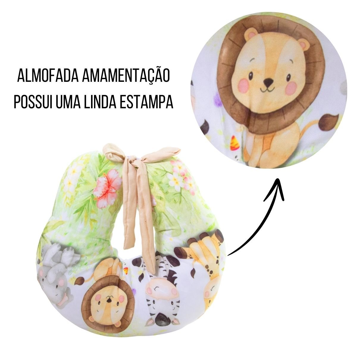 Almofada Amamentação Estampada Bebê Menino com Enchimento e Zíper - Amiguinhos da Floresta - 9