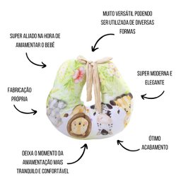 Almofada Amamentação Estampada Bebê Menino com Enchimento e Zíper - Amiguinhos da Floresta - 3