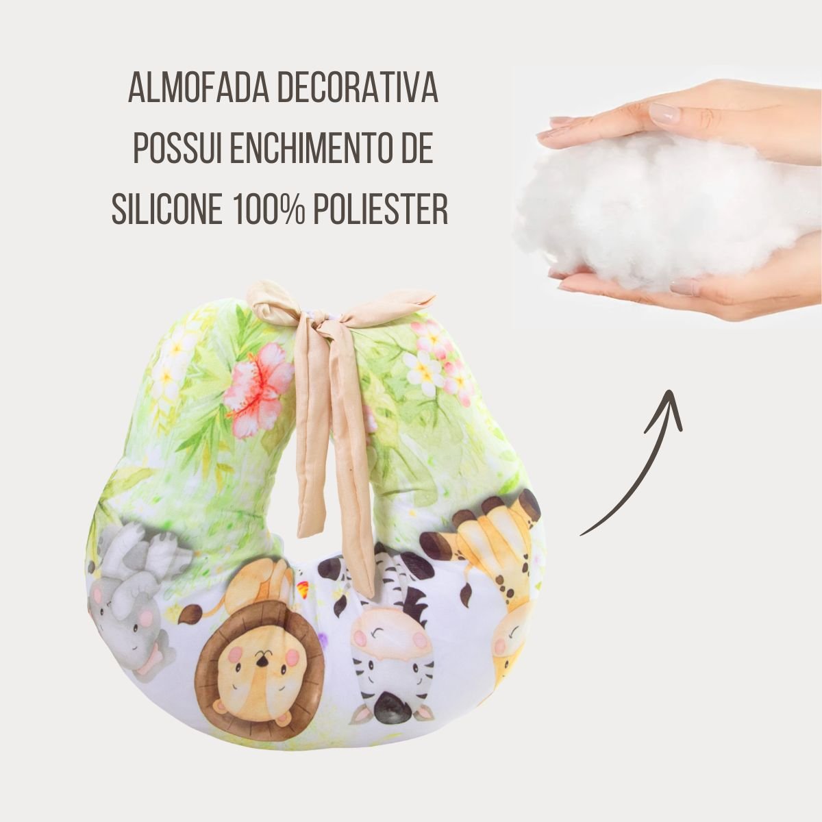 Almofada Amamentação Estampada Bebê Menino com Enchimento e Zíper - Amiguinhos da Floresta - 6