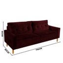 Ver imagem 4 de Sofá 3 Lugares Living 1,96M Veludo Vinho Copenhague Shop JM