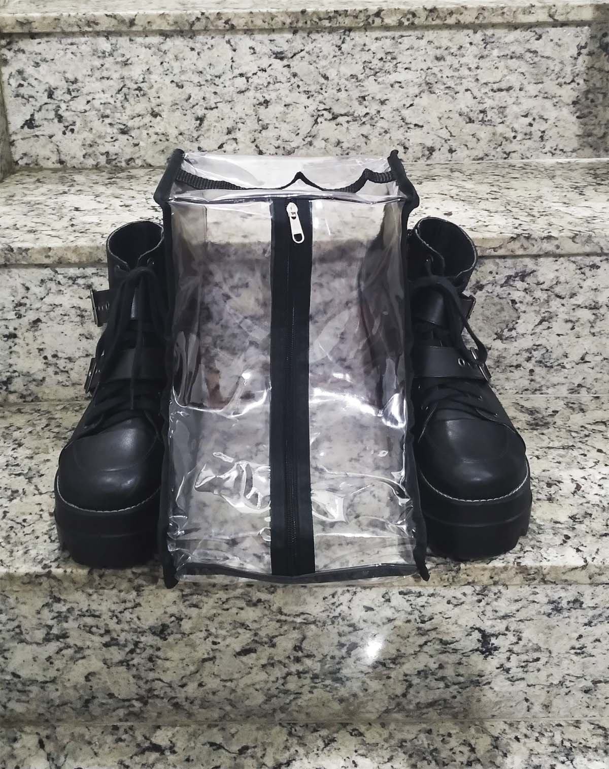 Organizador e protetor de botas transparente viés preto cano curto 28x20x28cm Kostura Lopes - 7