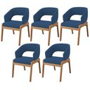 Ver imagem 1 de Kit 05 Cadeiras de Jantar e Estar Living Estofada Lince L02 Suede Azul Marinho - Lyam Decor