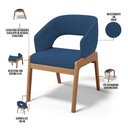Ver imagem 3 de Kit 05 Cadeiras de Jantar e Estar Living Estofada Lince L02 Suede Azul Marinho - Lyam Decor