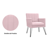 Poltrona Estofada para Quarto Closet com Pés de Ferro Cecília Suede Rosa Bebe - Incasa Decor - 2