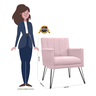 Poltrona Estofada para Quarto Closet com Pés de Ferro Cecília Suede Rosa Bebe - Incasa Decor - 4
