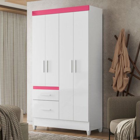 Guarda Roupa Solteiro Madri 4 Portas Branco Flex Moval