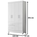 Ver imagem 2 de Guarda Roupa Solteiro Madri 4 Portas Branco Flex Moval
