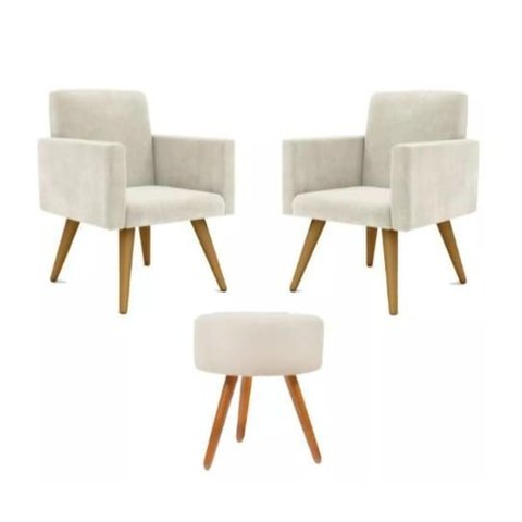 Poltrona Decorativa Talita Cor Bege Escriório,salão ,recepção