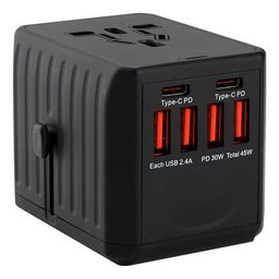 Adaptador Universal de Viagem 36w 4 Usb e 2 Usb-c Portátil - 3