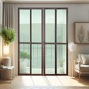 Ver imagem 2 de Porta Correr 4F.Móv.210 x 200 Elite c/Fecho Autom V.Liso Marrom Corten Brimak