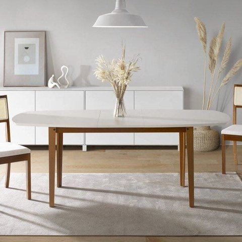 Mesa Extensível Oval 2,0m Aberta Tiê CabeCasa MadeiraOriginals Marrom
