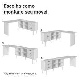 Escrivaninha Penteadeira de Canto 3 Gavetas Branco Madesa - 8