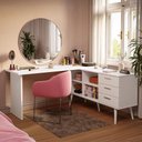 Ver imagem 1 de Escrivaninha Penteadeira de Canto 3 Gavetas Branco Madesa