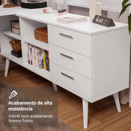 Escrivaninha Penteadeira de Canto 3 Gavetas Branco Madesa - 6