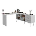 Ver imagem 2 de Escrivaninha Penteadeira de Canto 3 Gavetas Branco Madesa