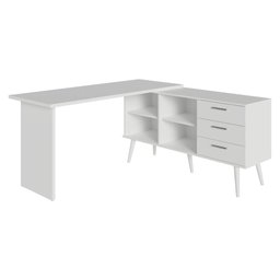 Escrivaninha Penteadeira de Canto 3 Gavetas Branco Madesa - 10