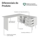 Ver imagem 5 de Escrivaninha Penteadeira de Canto 3 Gavetas Branco Madesa