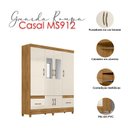 Ver imagem 3 de Guarda Roupa Casal Ms912 com Espelho e Cômoda Ms913 Freijó Off White – Moval