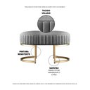 Ver imagem 2 de Recamier Puff Glow Veludo Cinza 75 Cm - Zahav Estofados