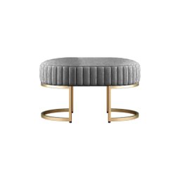 Recamier Puff Glow Veludo Cinza 75 Cm - Zahav Estofados - 1