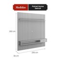 Ver imagem 3 de Painel Ripado para TV até 75 Polegadas MDF 230CMX250CM Prateleira Nicho e Gaveta Off White e Nature