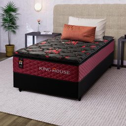 Conjunto Cama Box c/ Molas Ensacadas Toronto Vermelho Solteiro 88x188x66 - 2