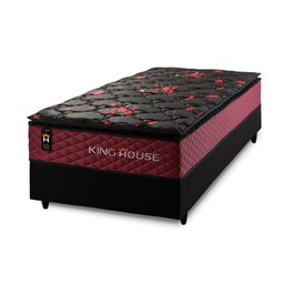 Conjunto Cama Box c/ Molas Ensacadas Toronto Vermelho Solteiro 88x188x66 - 3
