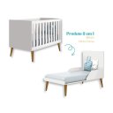 Ver imagem 3 de Quarto de Bebê Berço + Cômoda + Guarda Roupa Retrô Branco Theo Madeira