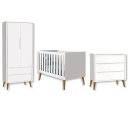 Ver imagem 2 de Quarto de Bebê Berço + Cômoda + Guarda Roupa Retrô Branco Theo Madeira