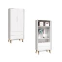 Ver imagem 5 de Quarto de Bebê Berço + Cômoda + Guarda Roupa Retrô Branco Theo Madeira