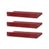 Kit 3 Prateleiras Porta Quadros 40 X 15cm Vermelha Suporte Invisível - 1