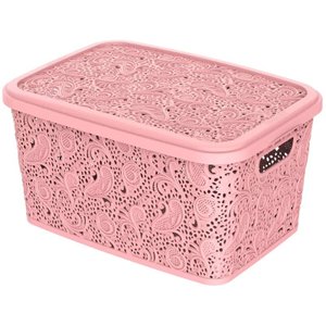 Caixa Cesto Organizador Rosa Uninjet 17l Floral:rosa