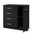 Ver imagem 2 de Cômoda 4 Gavetas com Porta para Quarto Multiuso Moderna - Preta