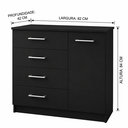 Ver imagem 3 de Cômoda 4 Gavetas com Porta para Quarto Multiuso Moderna - Preta