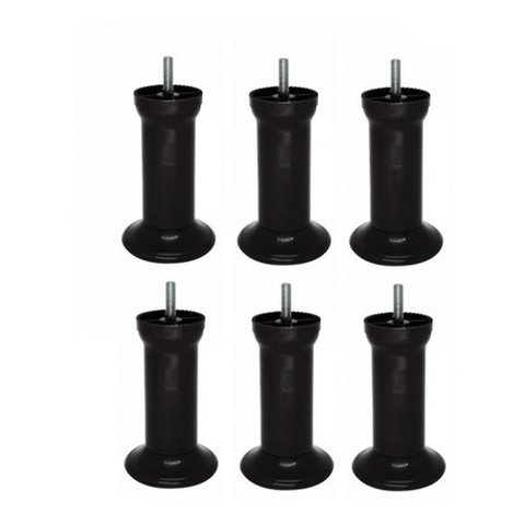 Kit com 6 Pés para Cama Box ou Baú Plástico Ultra Resistente Varian Preto 13cm Altura