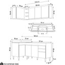 Ver imagem 4 de Armário de Cozinha Modulado de Canto Direito 4 Peças CP39 com Pia Inox Castanho/Preto - Lumil Lumil