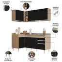 Ver imagem 3 de Armário de Cozinha Modulado de Canto Direito 4 Peças CP39 com Pia Inox Castanho/Preto - Lumil Lumil